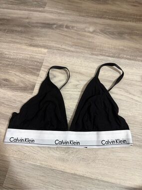 Calvin Klein Black Bralette with White Logo Band
